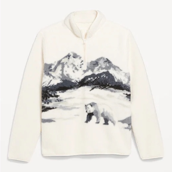 Old Navy Polar Bear Sherpa Fleece Quarter Zip - Picture 1 of 1